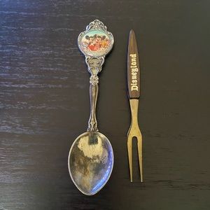 Vintage Disneyland tea-spoon and 2 prong fork.